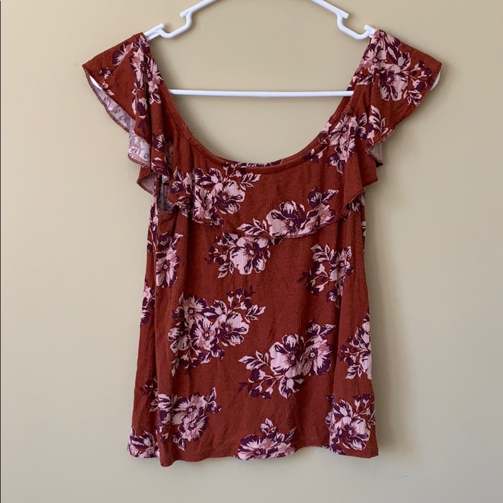 Auburn floral off the shoulder tank top